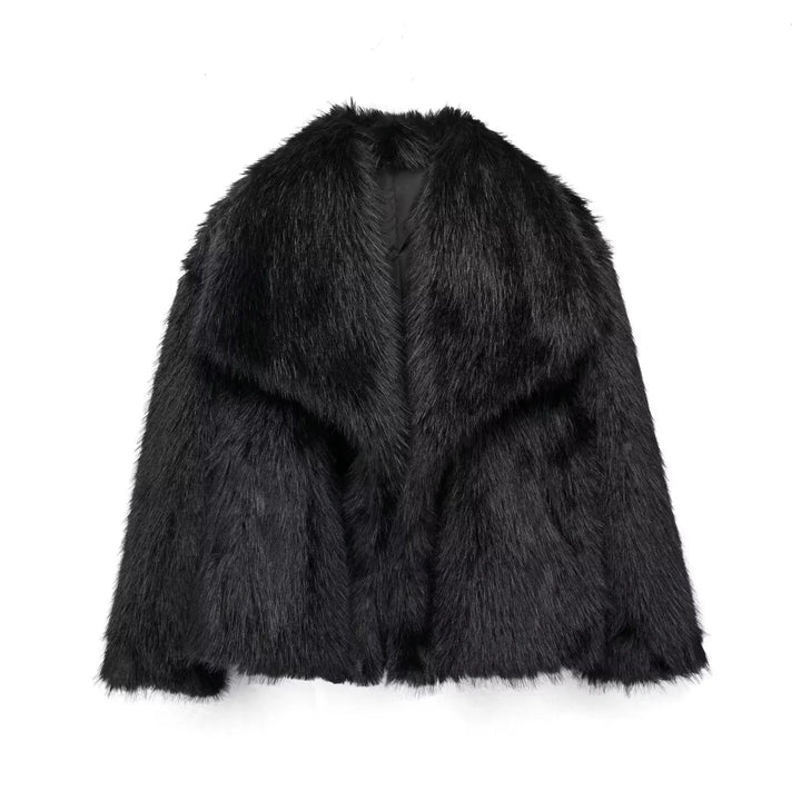 Fuskpälsjacka - Kort - Fluffig - Kappa med fuskpäls - Pälsjackor för kvinnor