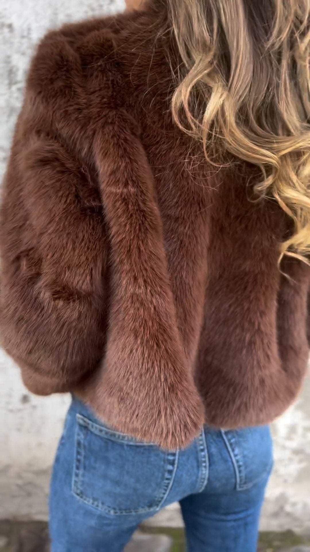 Fuskpälsjacka - Kort - Zip-Up - Fluffig jacka dam - Fake Fur damjackor