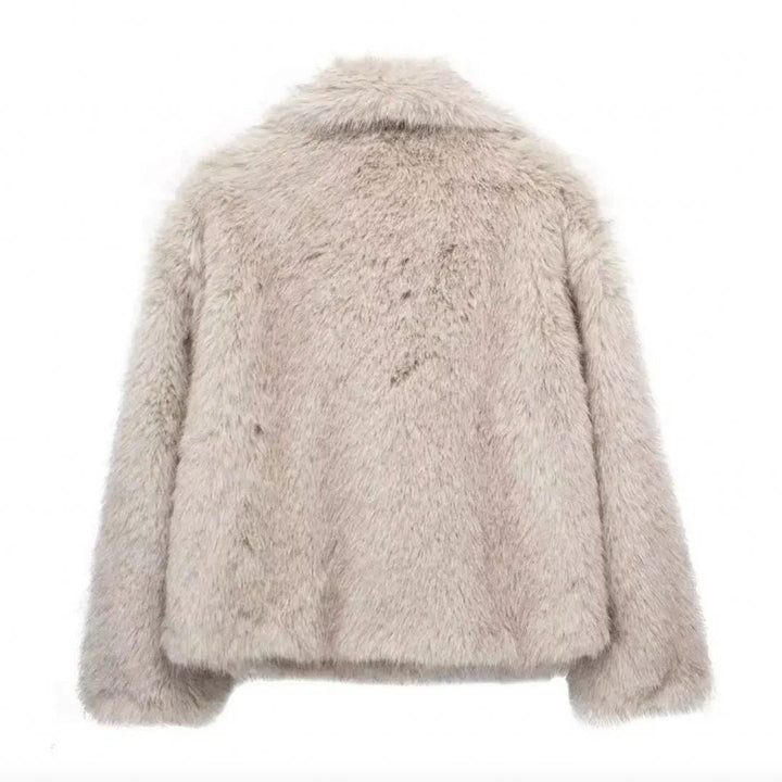 Fuskpälsjacka - Snygg - Kort - Fluffig pälsjacka - Vinterjacka för dam