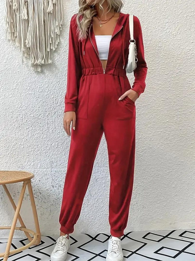Giana Jumpsuit med dragkedja | Långärmad jumpsuit för kvinnor