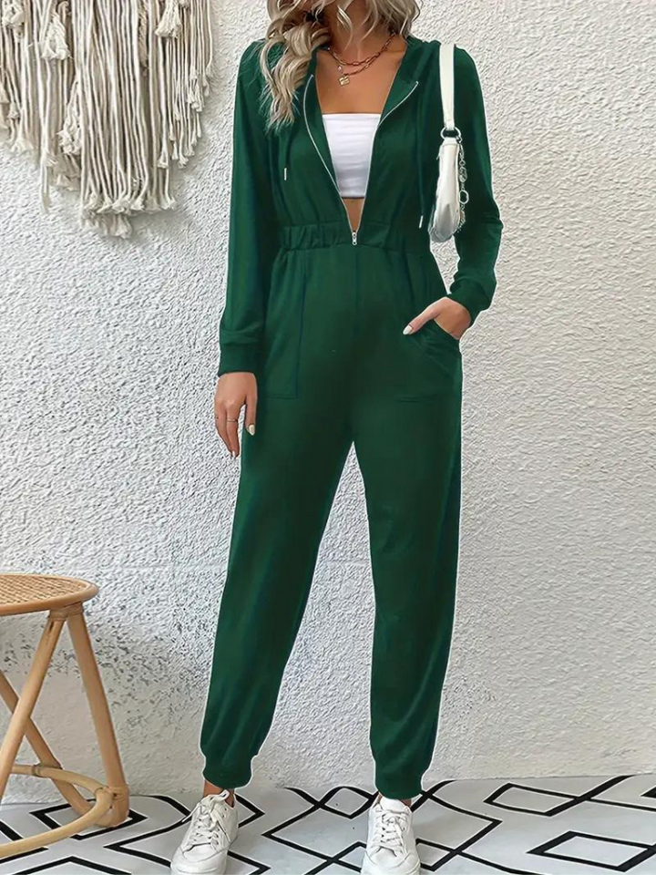 Giana Jumpsuit med dragkedja | Långärmad jumpsuit för kvinnor