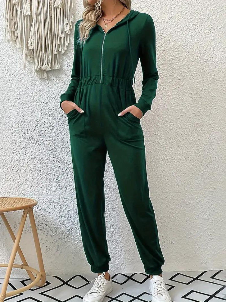 Giana Jumpsuit med dragkedja | Långärmad jumpsuit för kvinnor