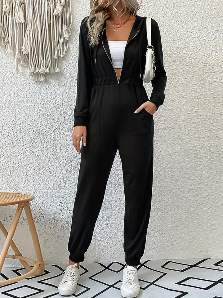 Giana Jumpsuit med dragkedja | Långärmad jumpsuit för kvinnor