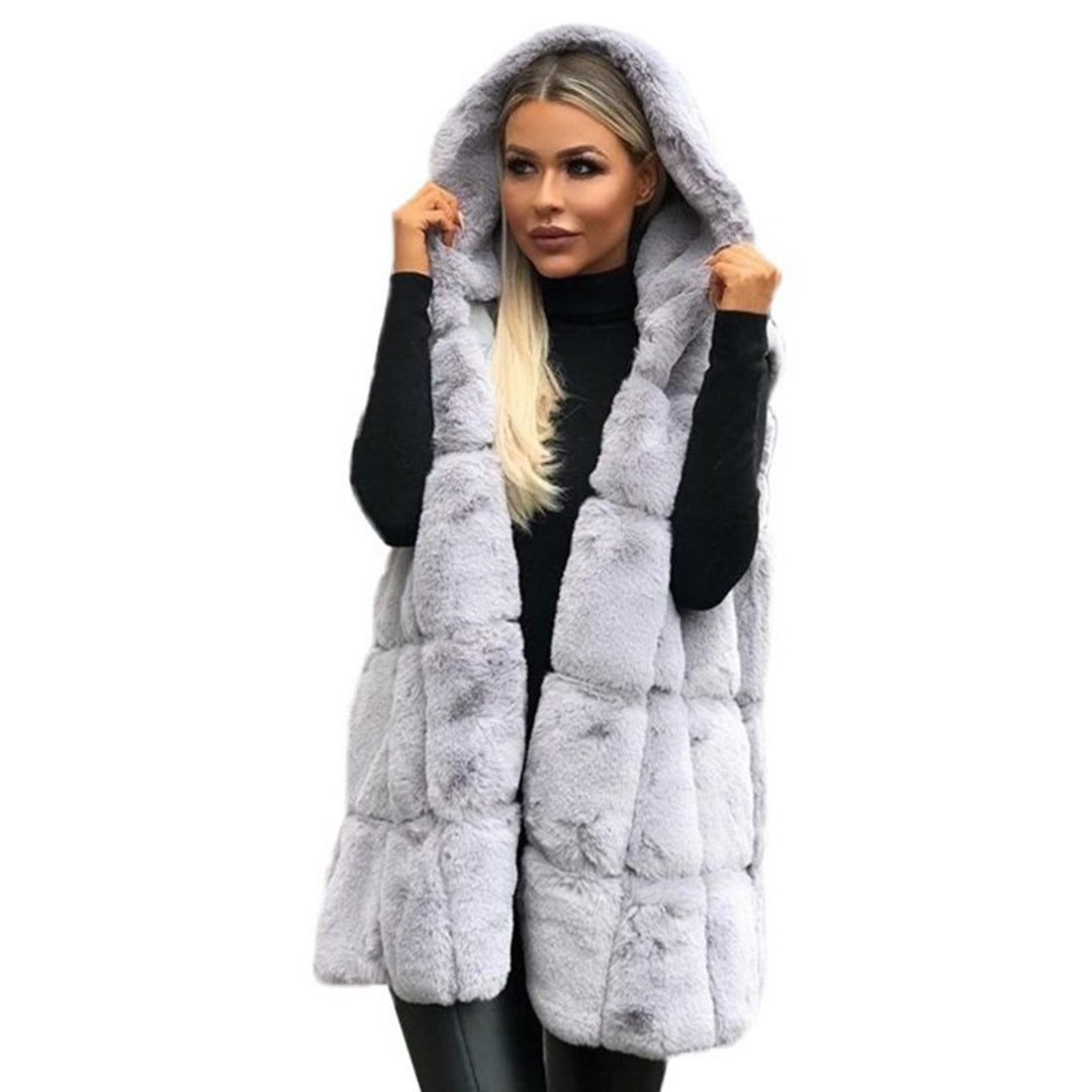 Gilet i Fuskpäls - Huvtröja med ärmlös huva för kvinnor Vinterväst Bodywarmer