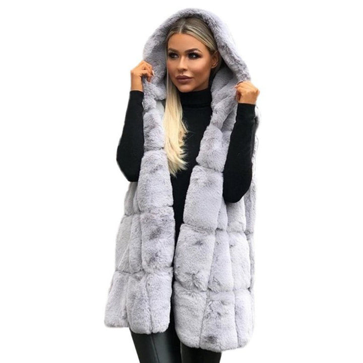 Gilet i Fuskpäls - Huvtröja med ärmlös huva för kvinnor Vinterväst Bodywarmer