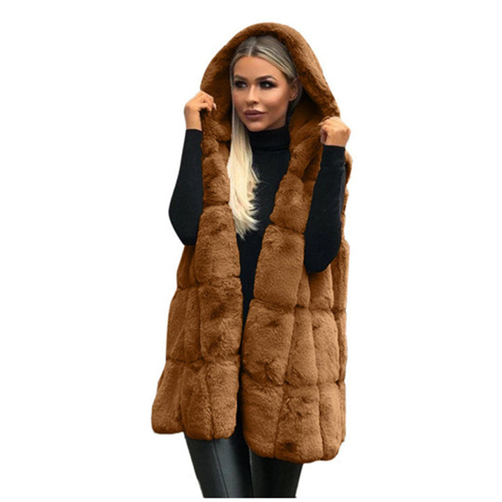 Gilet i Fuskpäls - Huvtröja med ärmlös huva för kvinnor Vinterväst Bodywarmer