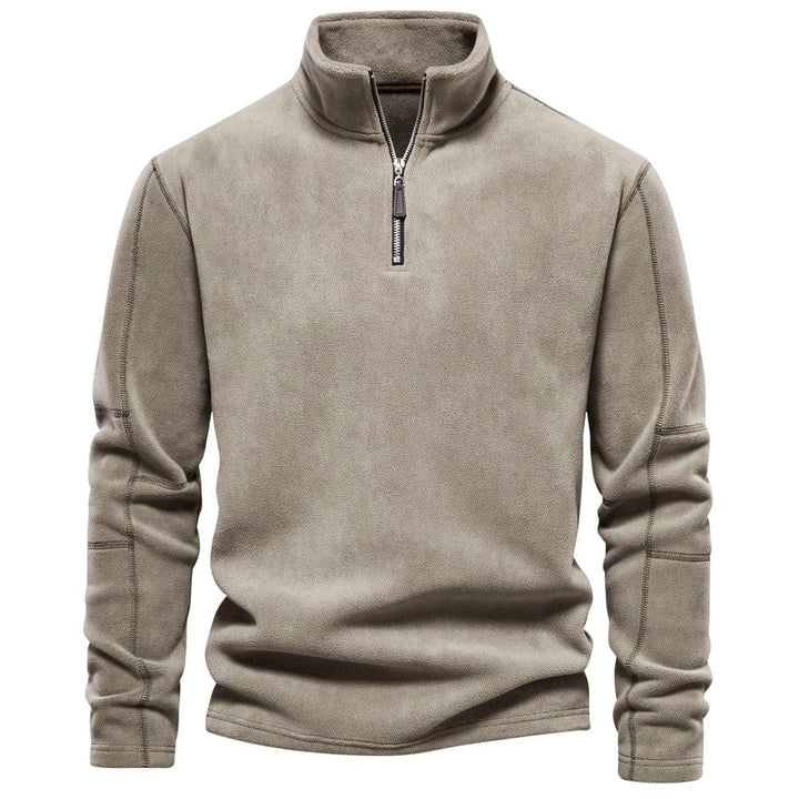 Half Zip Fleece - Varm velourfleecepullover med hög hals för män