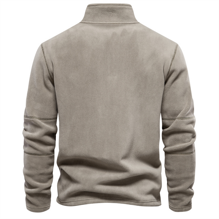 Half Zip Fleece - Varm velourfleecepullover med hög hals för män