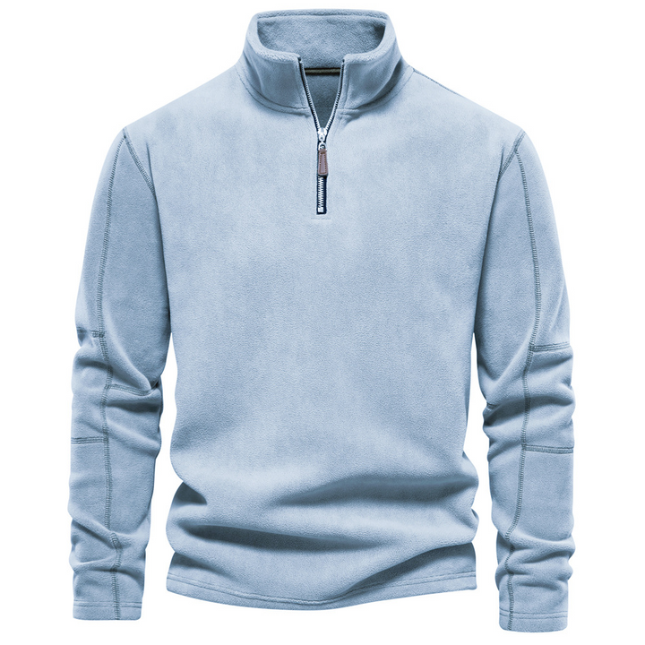 Half Zip Fleece - Varm velourfleecepullover med hög hals för män