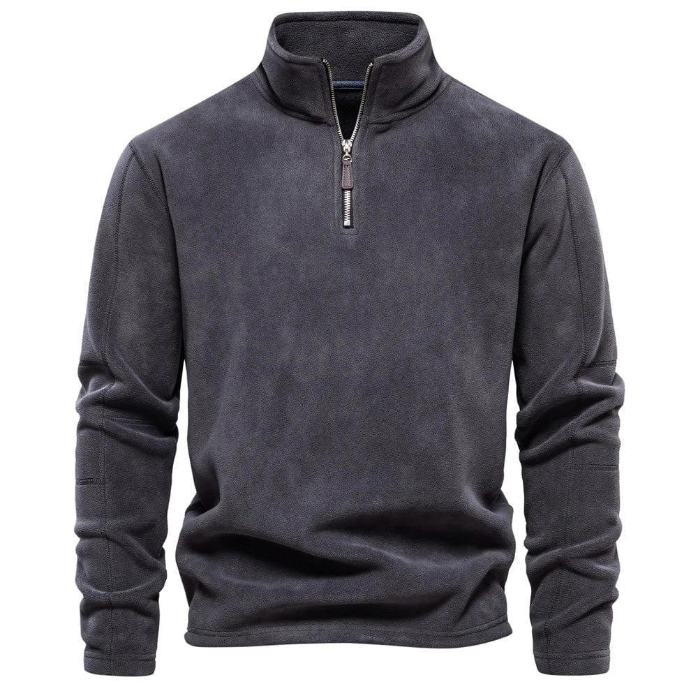 Half Zip Fleece - Varm velourfleecepullover med hög hals för män