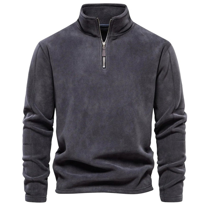 Half Zip Fleece - Varm velourfleecepullover med hög hals för män