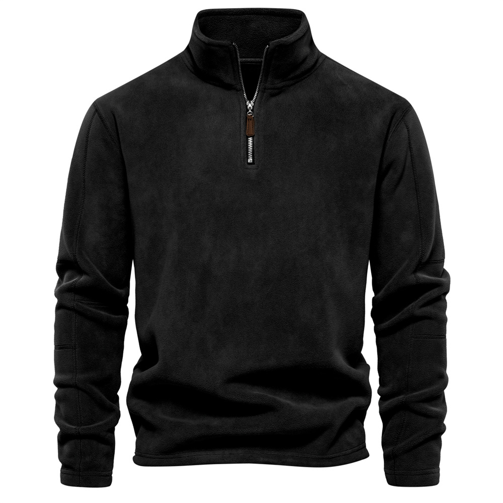 Half Zip Fleece - Varm velourfleecepullover med hög hals för män
