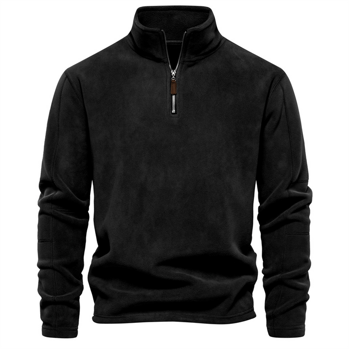 Half Zip Fleece - Varm velourfleecepullover med hög hals för män