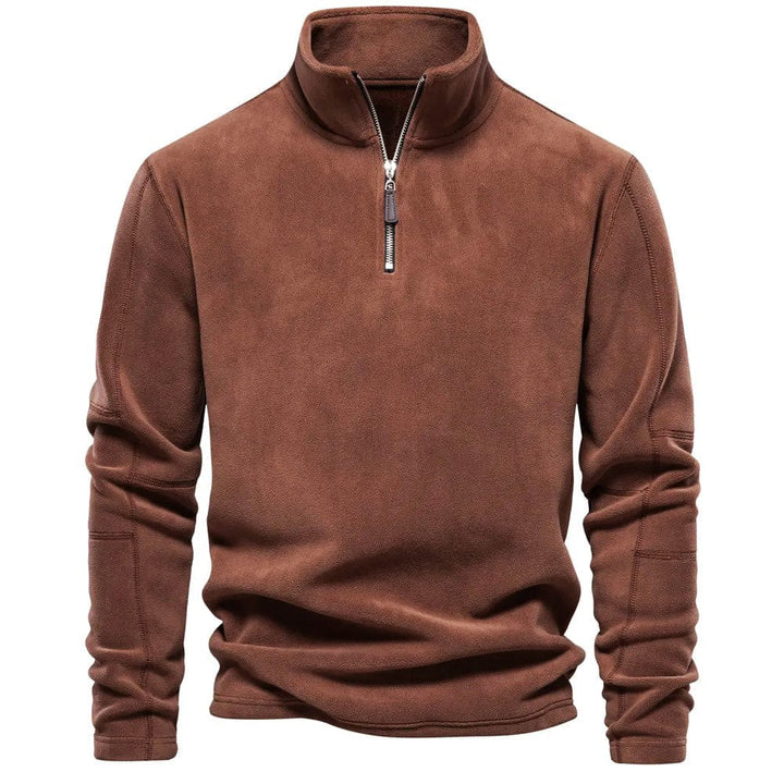 Half Zip Fleece - Varm velourfleecepullover med hög hals för män