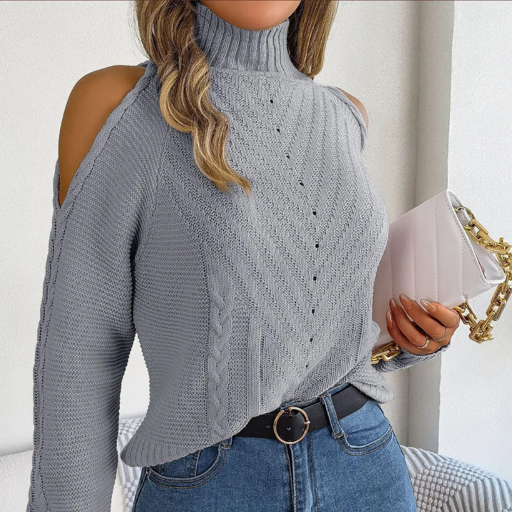 Hazel Tröja | Off-shoulder pullover med polokrage för kvinnor