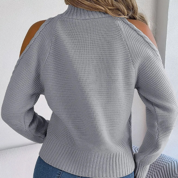 Hazel Tröja | Off-shoulder pullover med polokrage för kvinnor