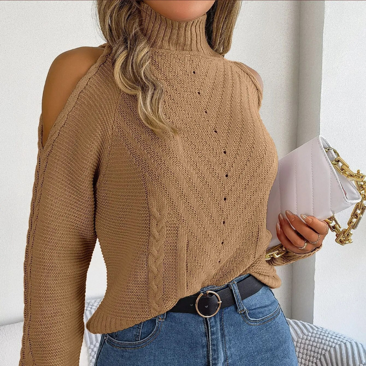 Hazel Tröja | Off-shoulder pullover med polokrage för kvinnor