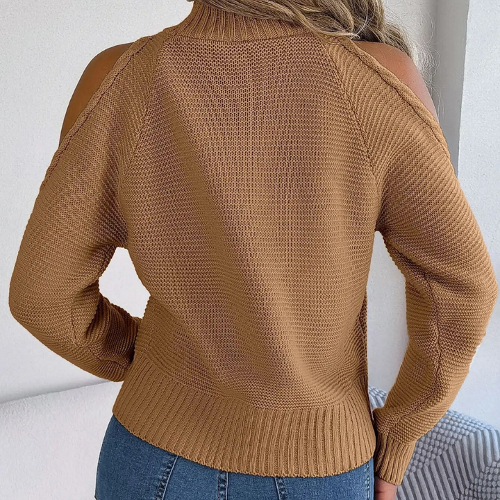 Hazel Tröja | Off-shoulder pullover med polokrage för kvinnor