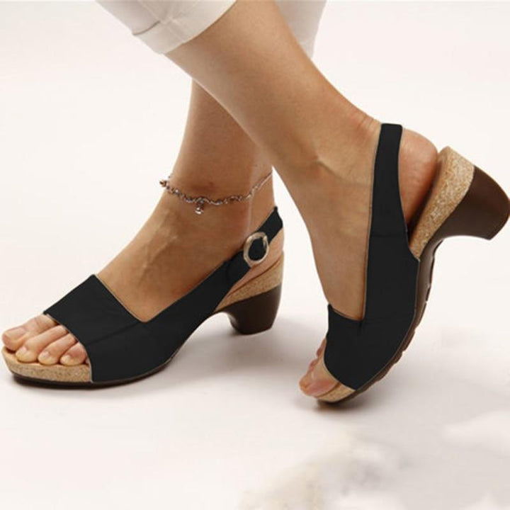 Heel Sandaler - Blockklack - Peep Toe - Sommartå - Dam sandaler