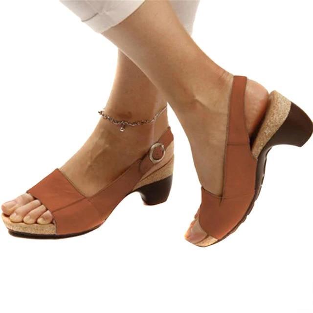 Heel Sandaler - Blockklack - Peep Toe - Sommartå - Dam sandaler
