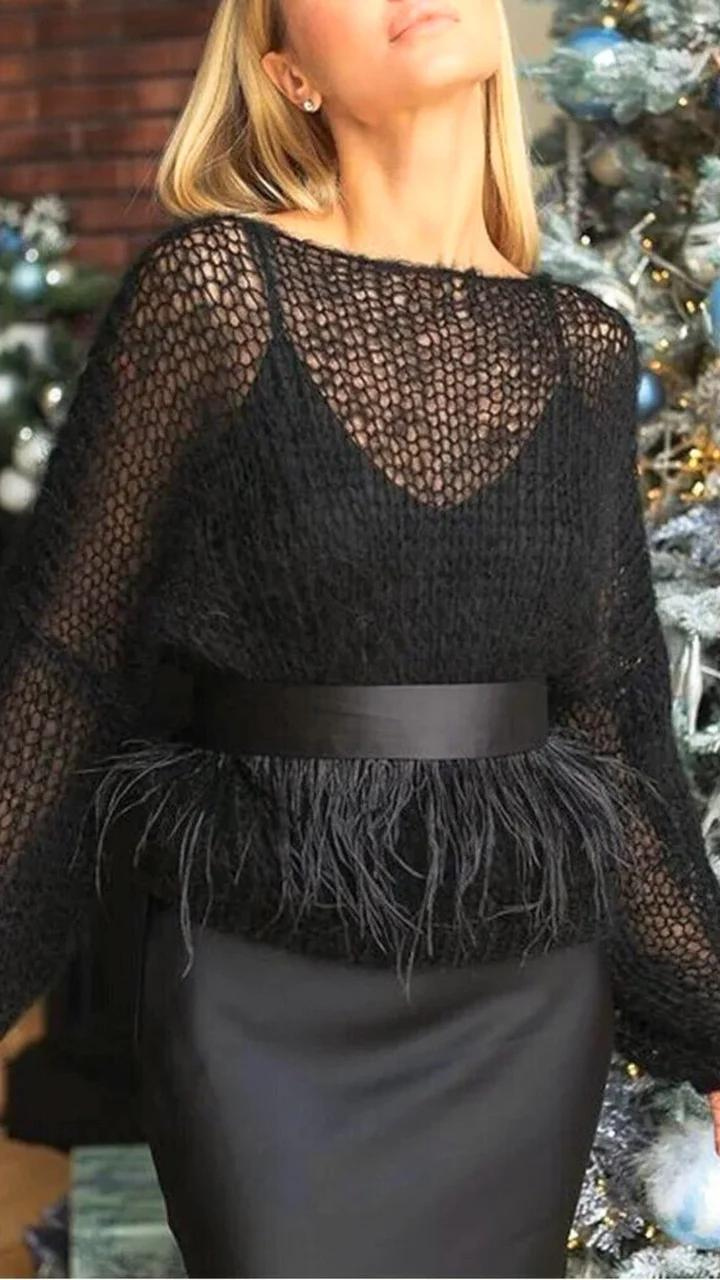 Helga Mesh Stickad Tröja