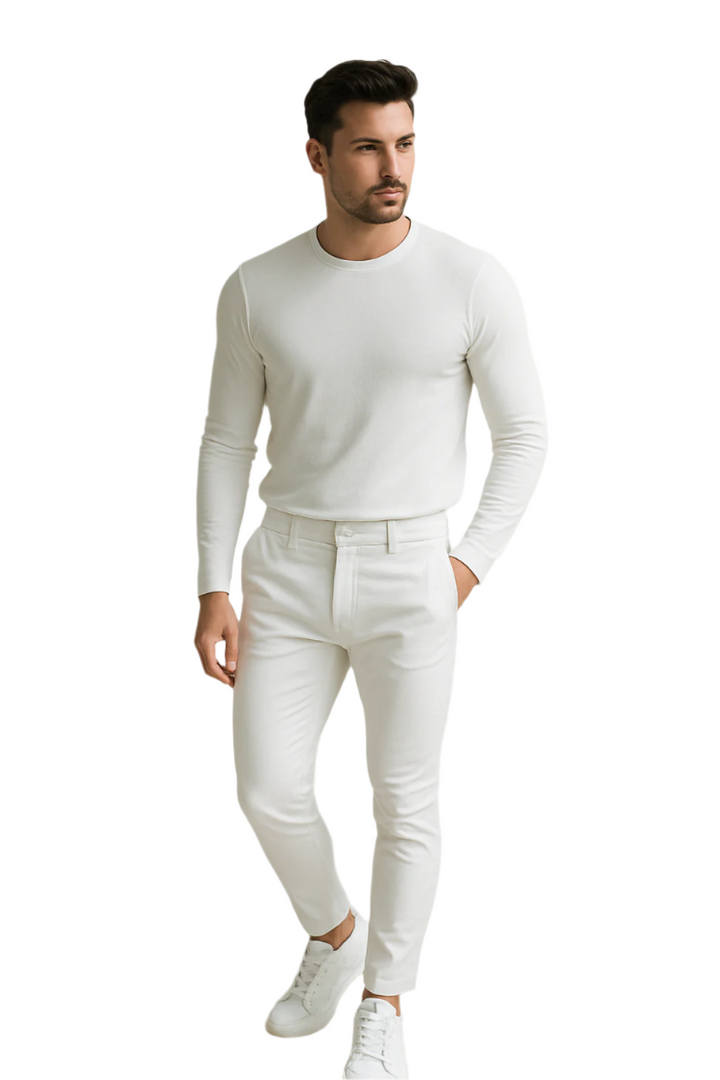 Herr Slim Fit Stretch Jeans med Fickor i Fräscha Färger