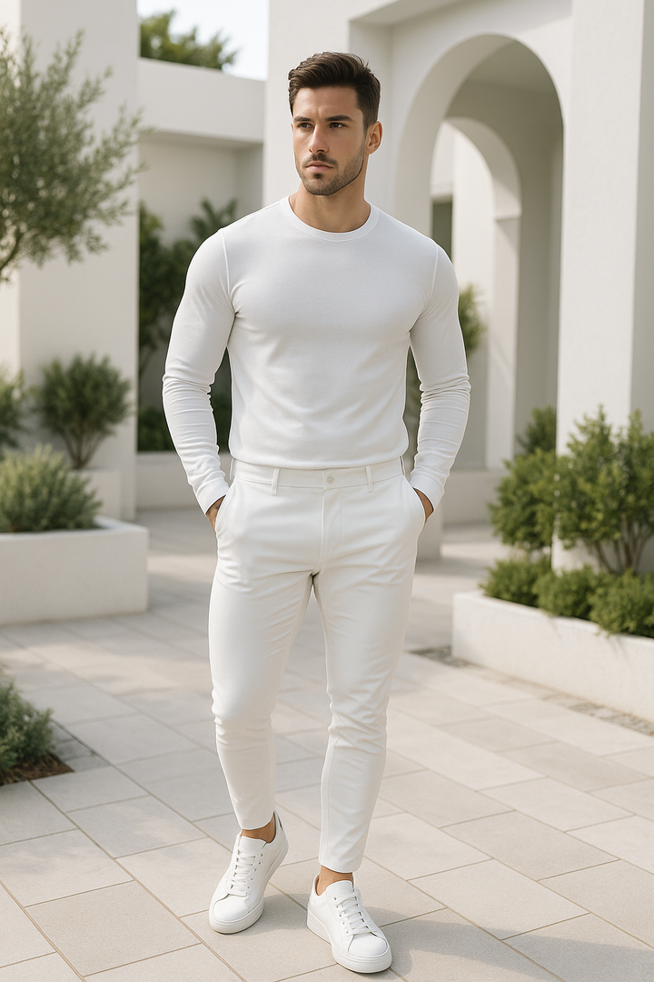 Herr Slim Fit Stretch Jeans med Fickor i Fräscha Färger