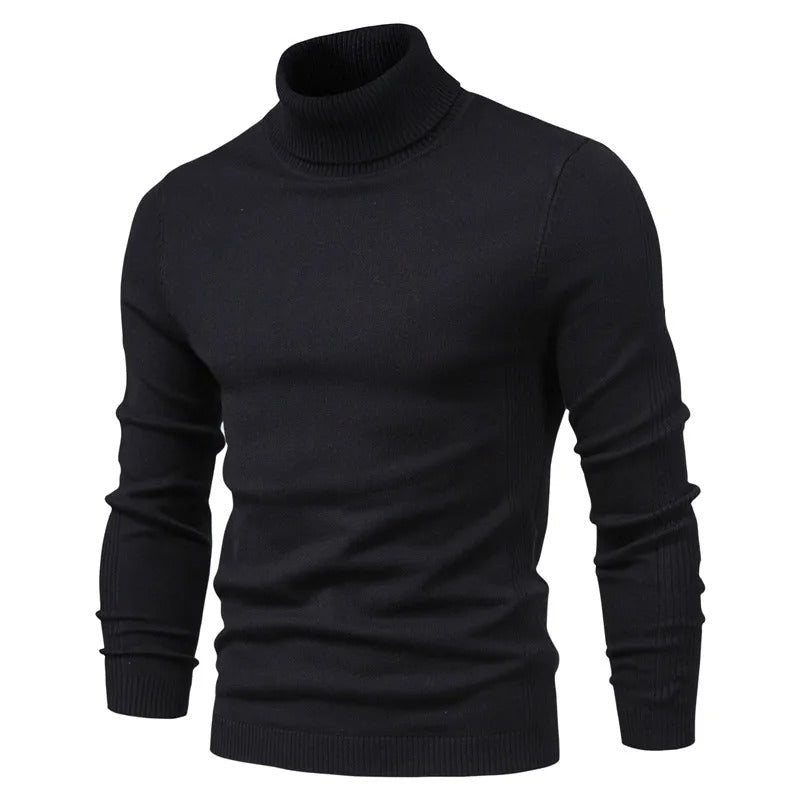 Herr Slim Turtleneck Tröja i Enfärgad Design