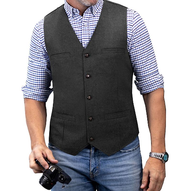 Herr Tweedväst med Enkelknäppning & Casual Stil | Mirla