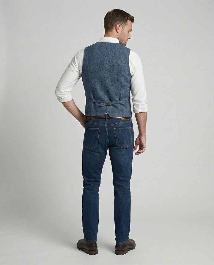 Herr Tweedväst med Enkelknäppning & Casual Stil | Mirla