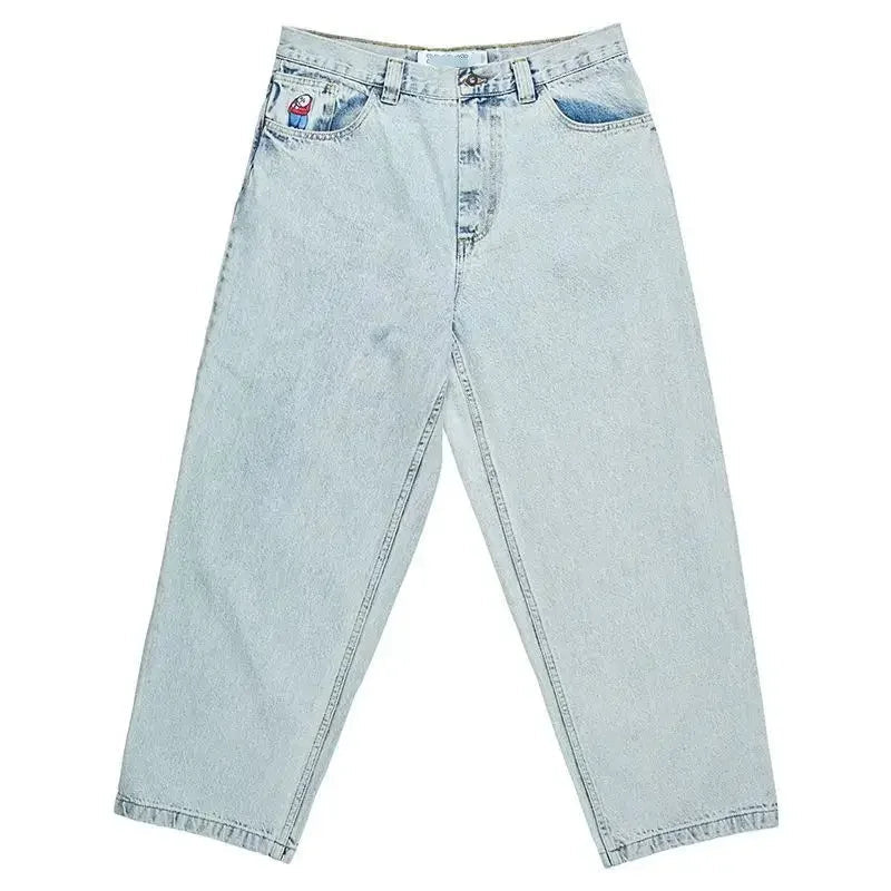 Herr Baggy Jeans med Vida Ben i Svart Denim