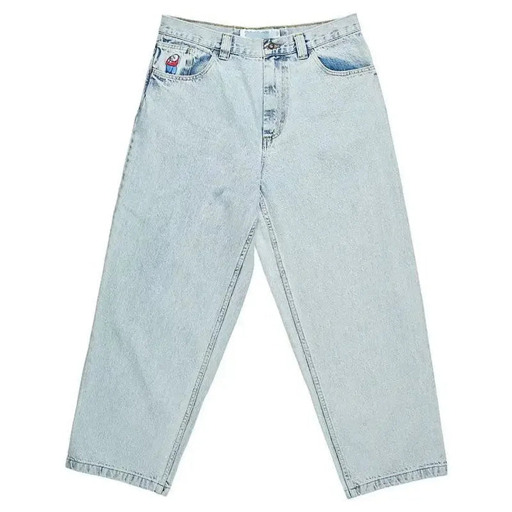 Herr Baggy Jeans med Vida Ben i Svart Denim
