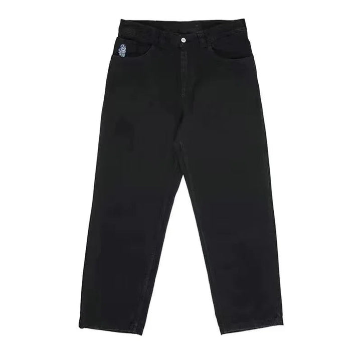 Herr Baggy Jeans med Vida Ben i Svart Denim