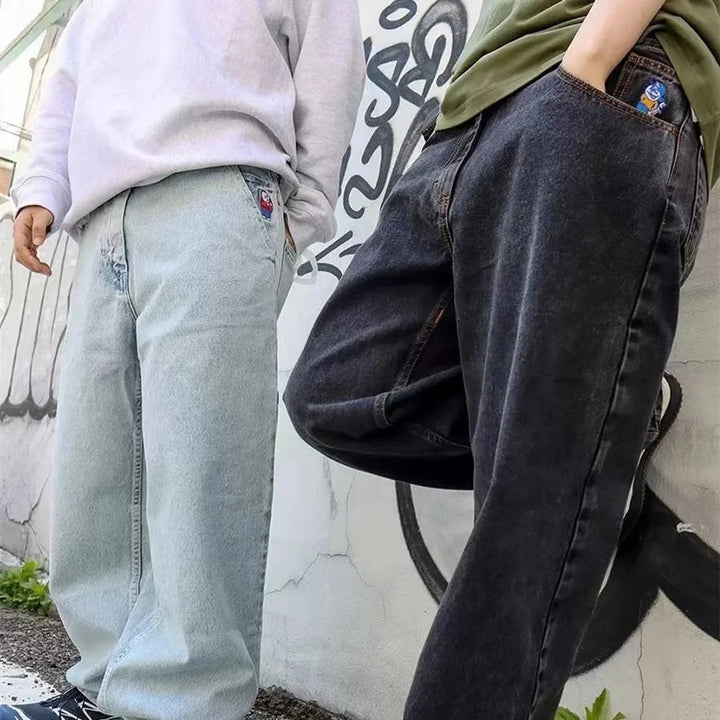Herr Baggy Jeans med Vida Ben i Svart Denim