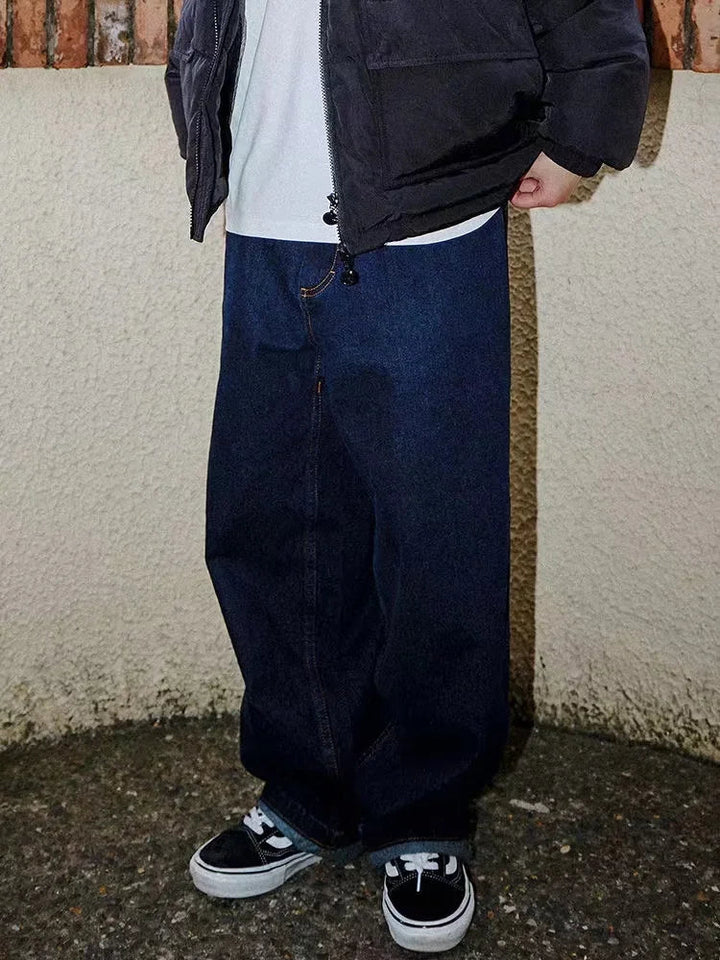 Herr Baggy Jeans med Vida Ben i Svart Denim