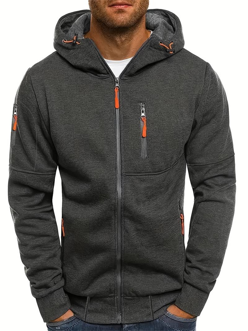 Herr Casual Hoodie med Bekväm Passform och Stilrena Detaljer