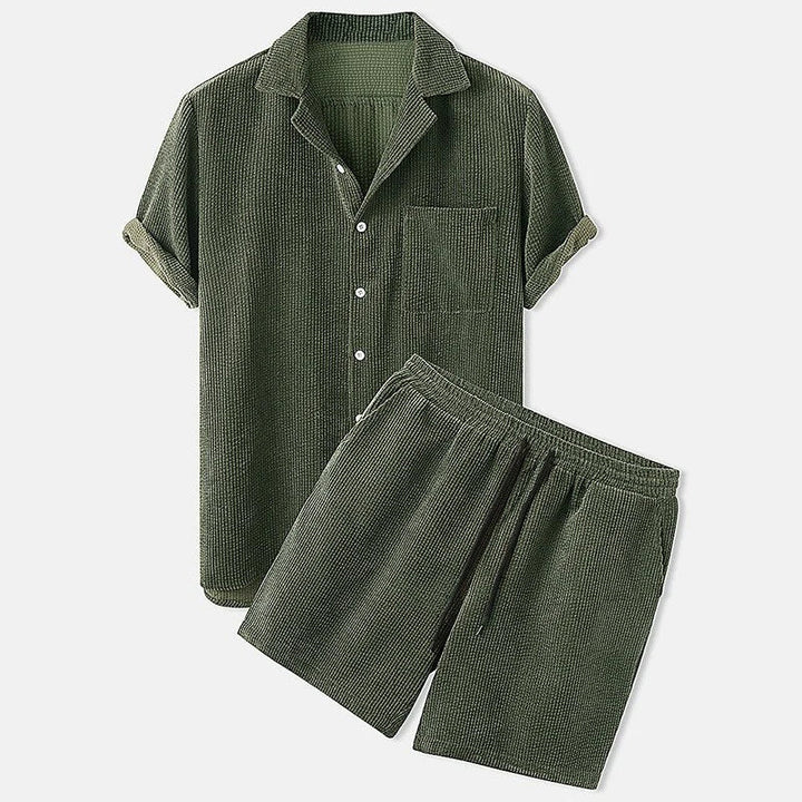 Herr Cordshorts och Skjorta Set för Sommaren