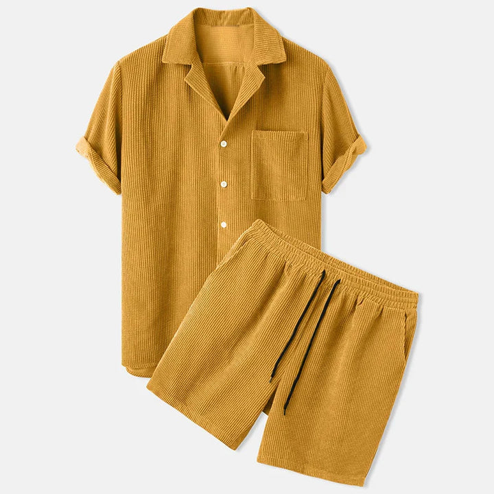 Herr Cordshorts och Skjorta Set för Sommaren