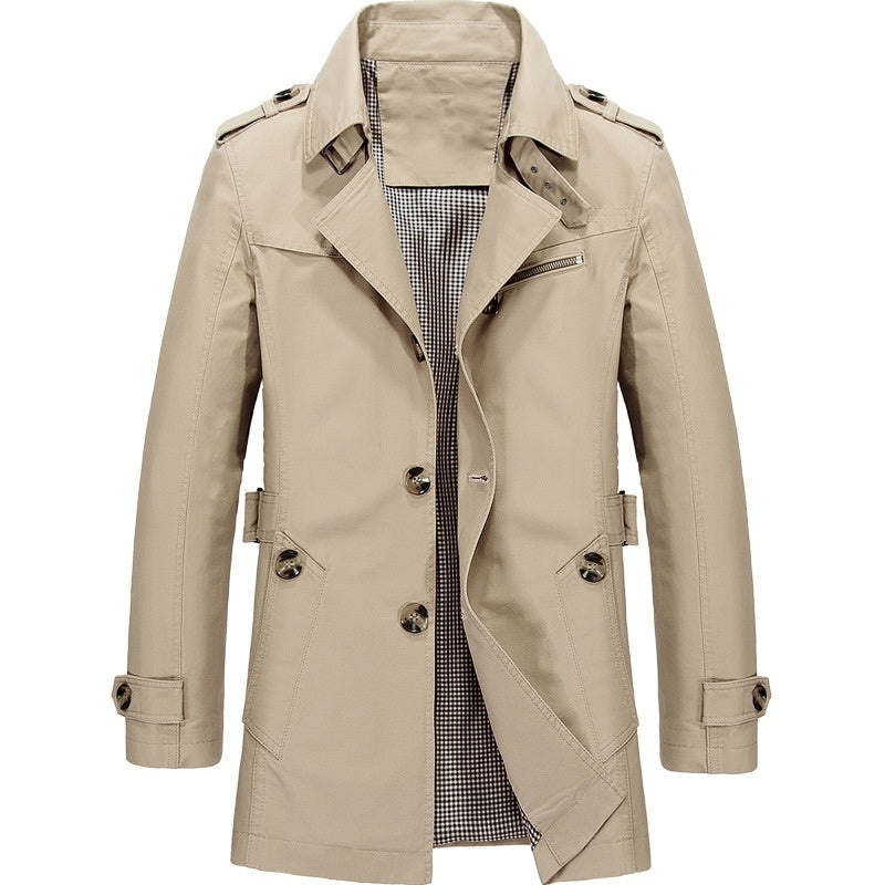 Herr Dubbelknäppt Trenchcoat med Strukturerad Passform