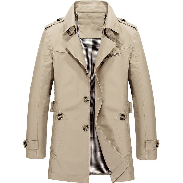 Herr Dubbelknäppt Trenchcoat med Strukturerad Passform