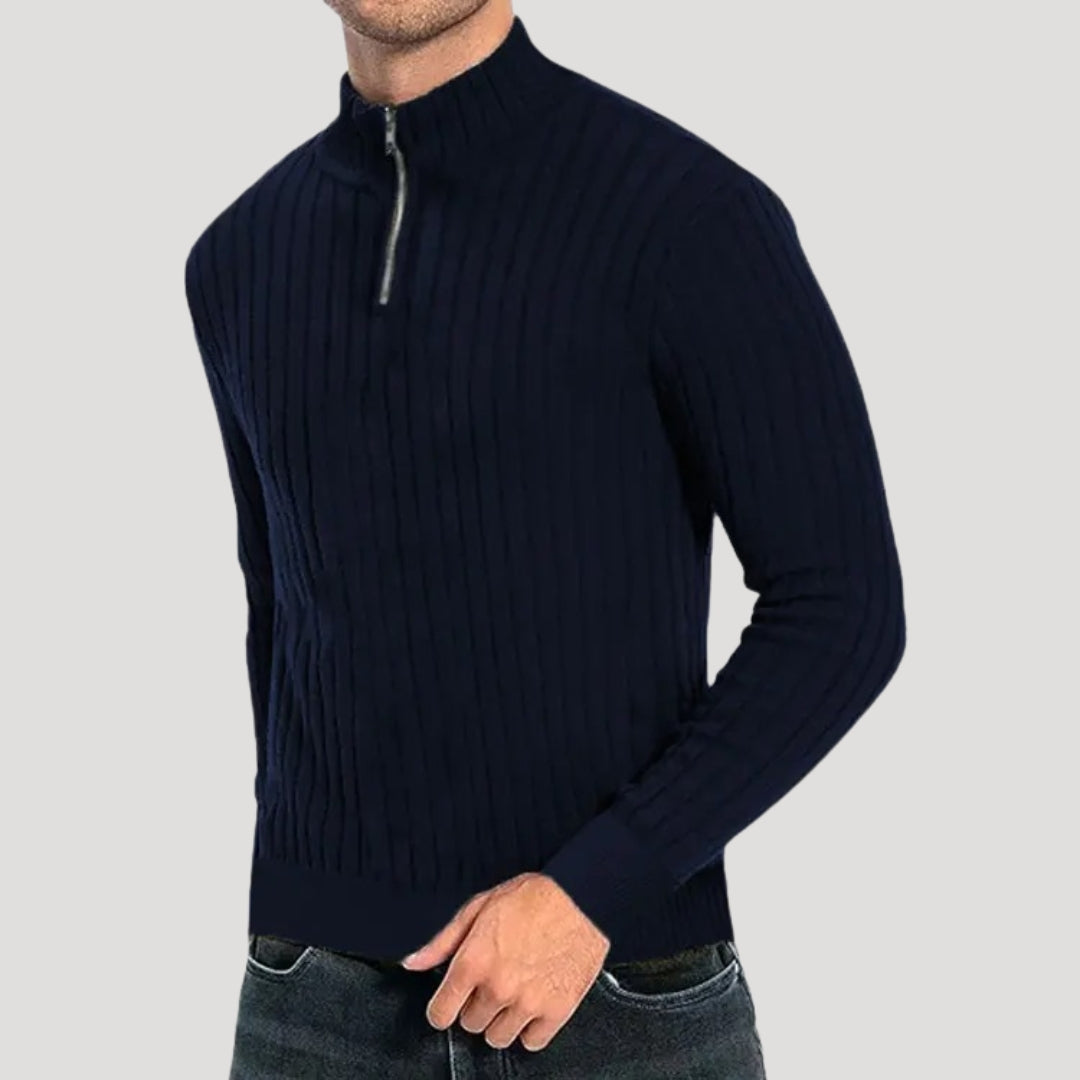 Herr Halvdraget Jumper Ribbad Textur