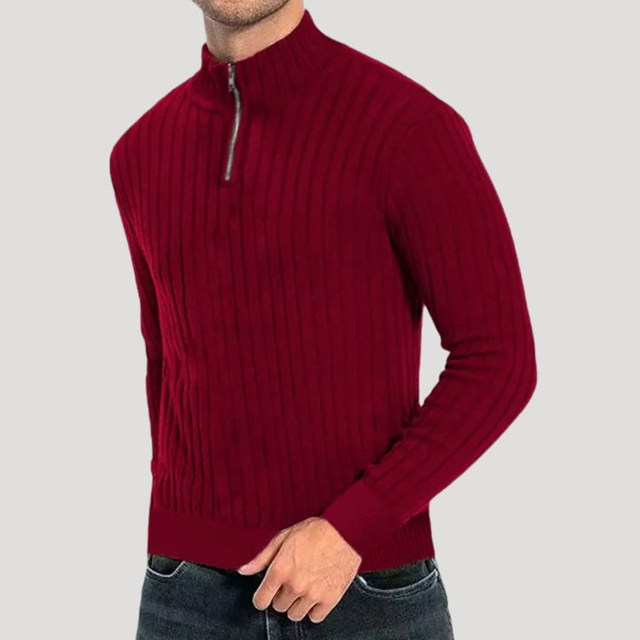 Herr Halvdraget Jumper Ribbad Textur