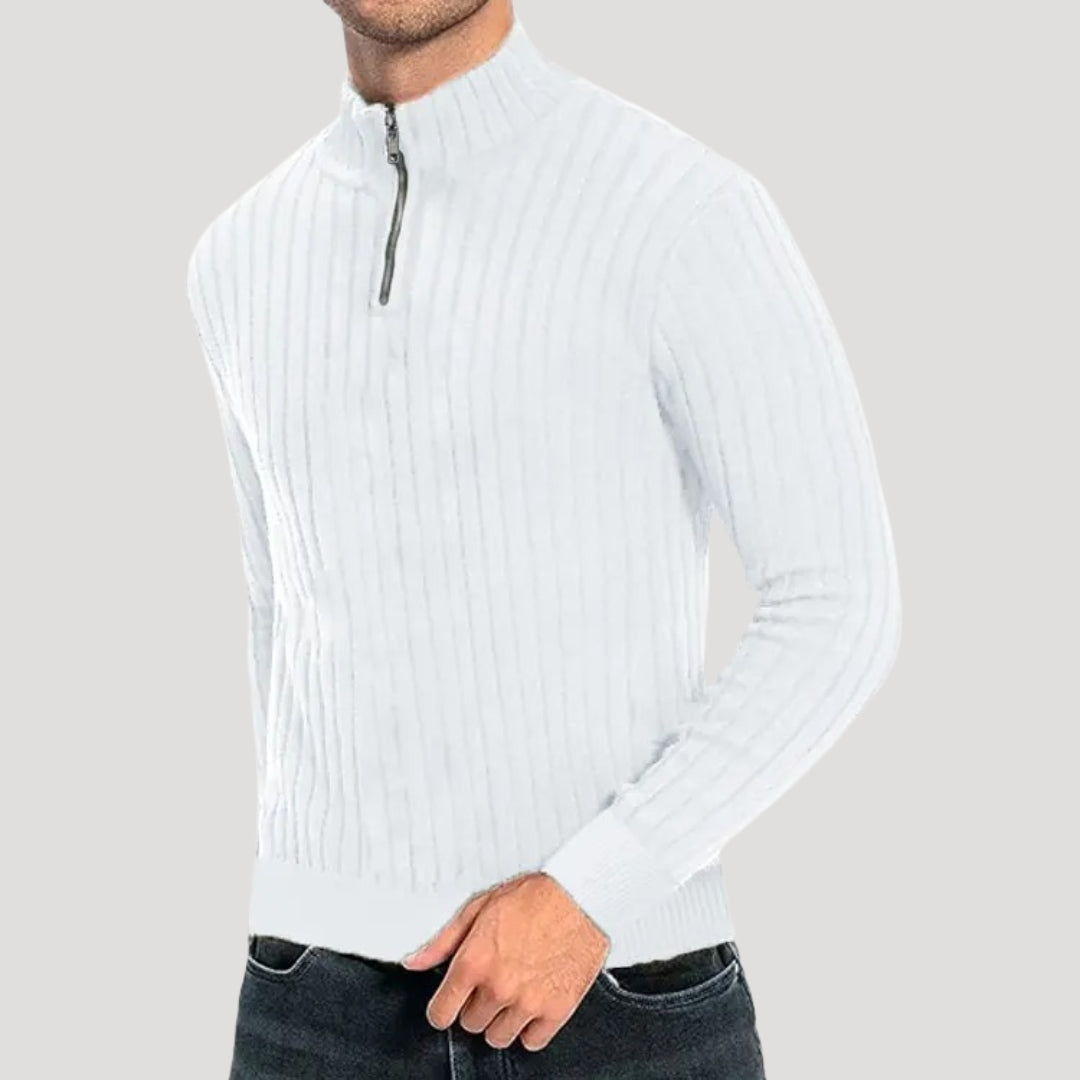 Herr Halvdraget Jumper Ribbad Textur