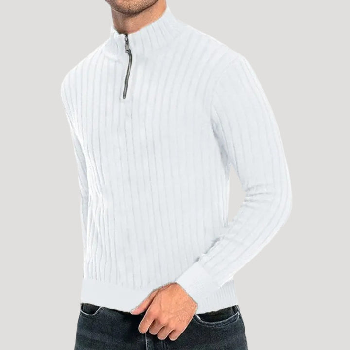 Herr Halvdraget Jumper Ribbad Textur
