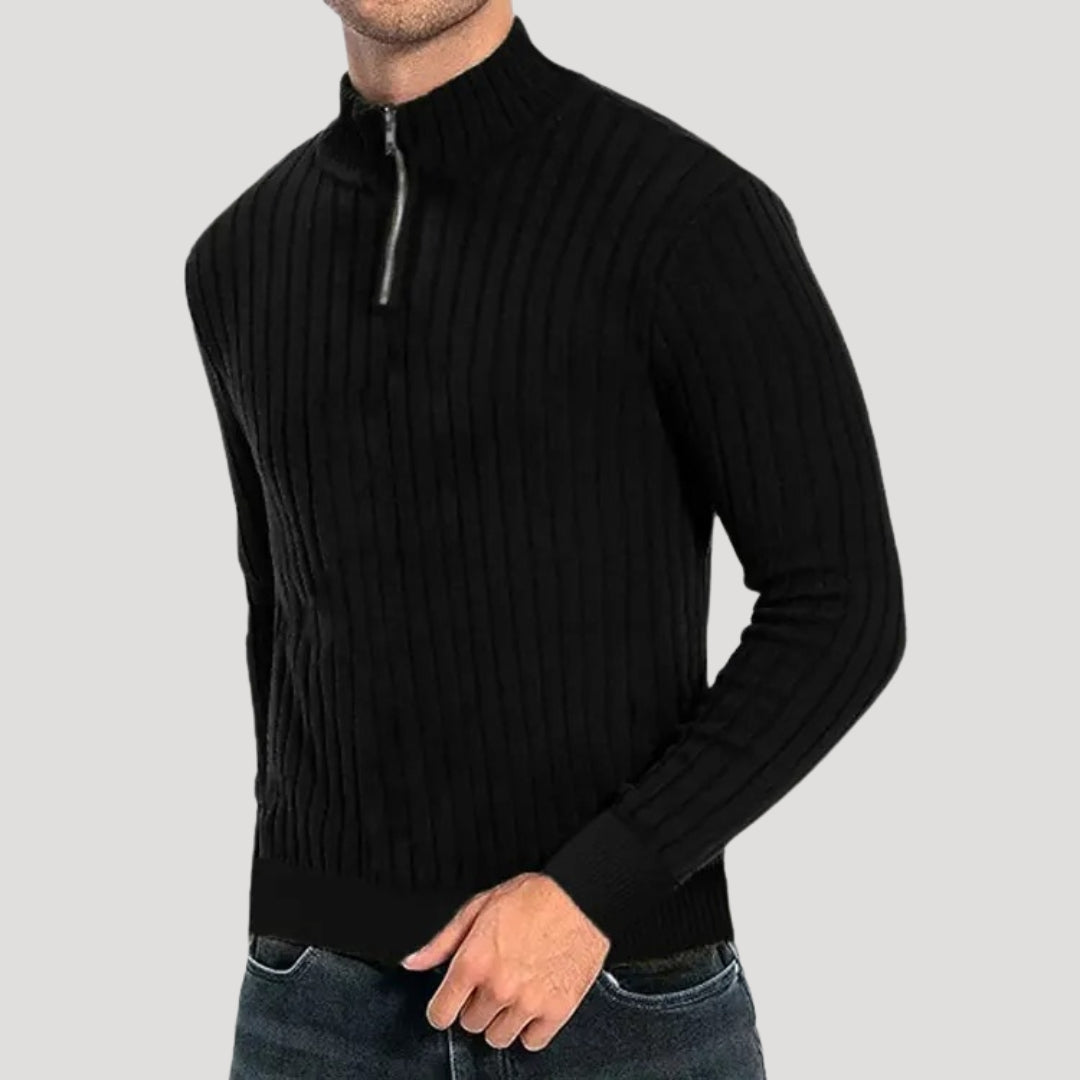 Herr Halvdraget Jumper Ribbad Textur