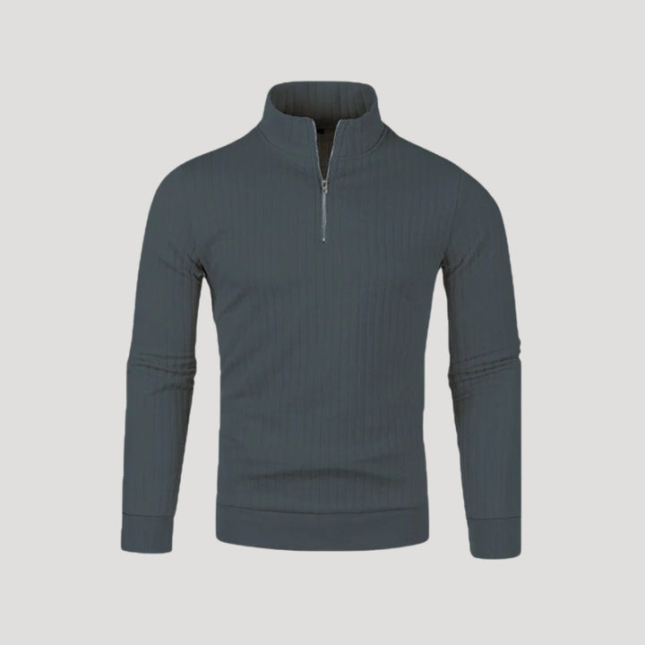 Herr Halvdraget Jumper Ribbad Textur