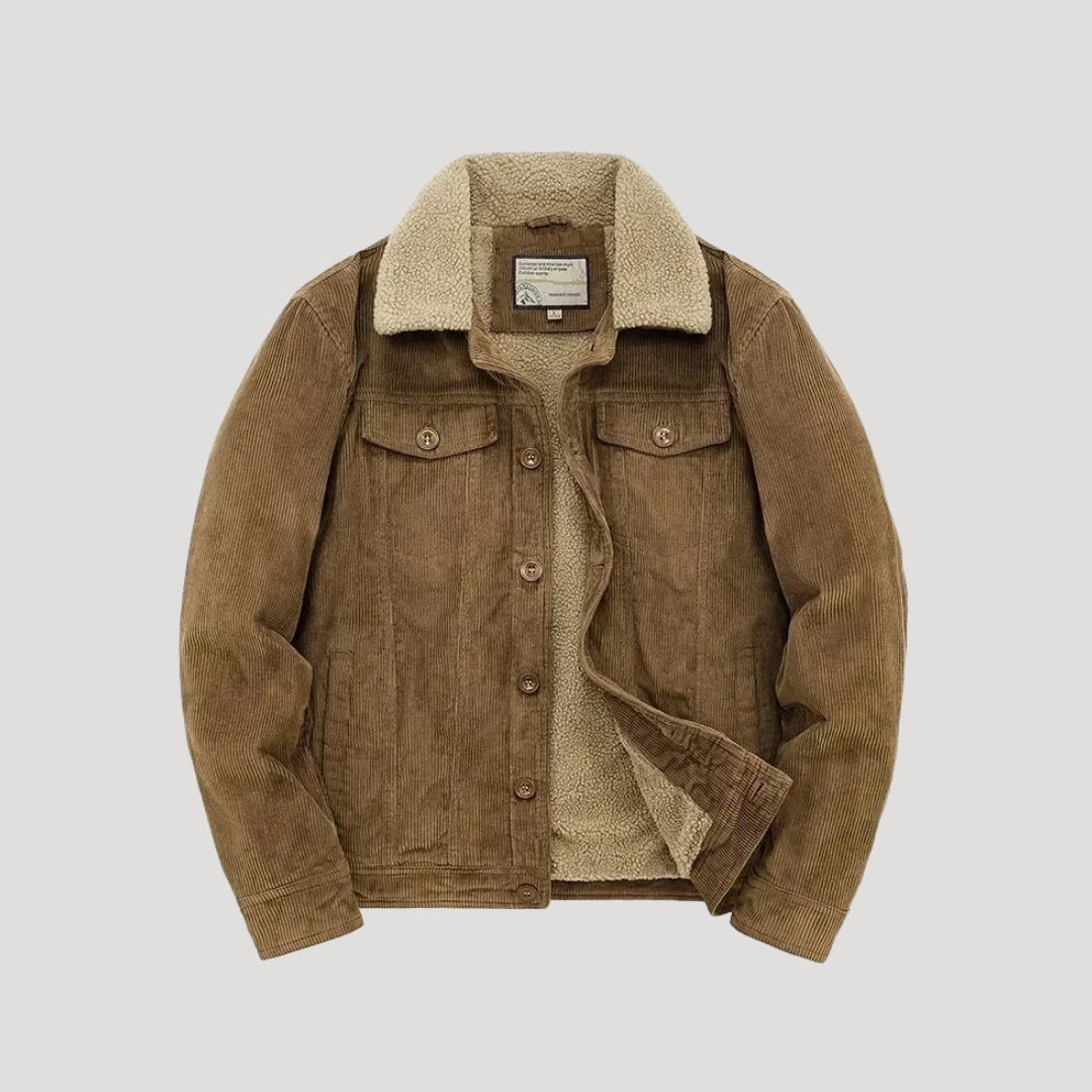 Herr jacka vinter fodrad truckerjacka shearling varm stil