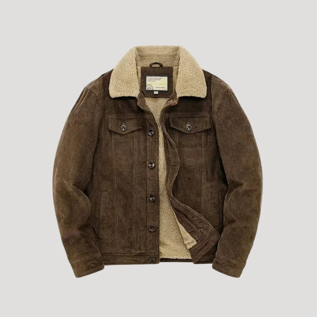 Herr jacka vinter fodrad truckerjacka shearling varm stil