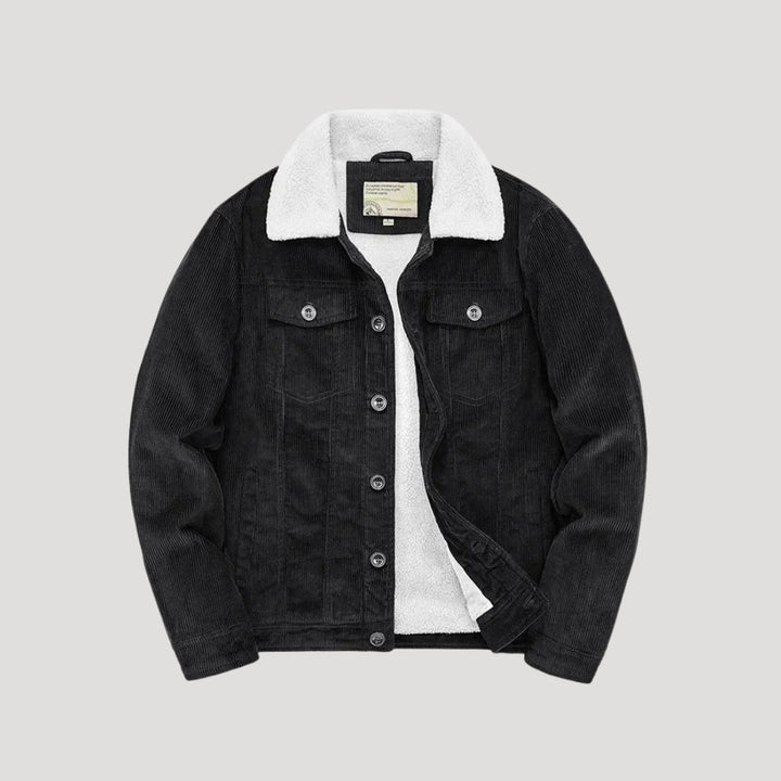 Herr jacka vinter fodrad truckerjacka shearling varm stil