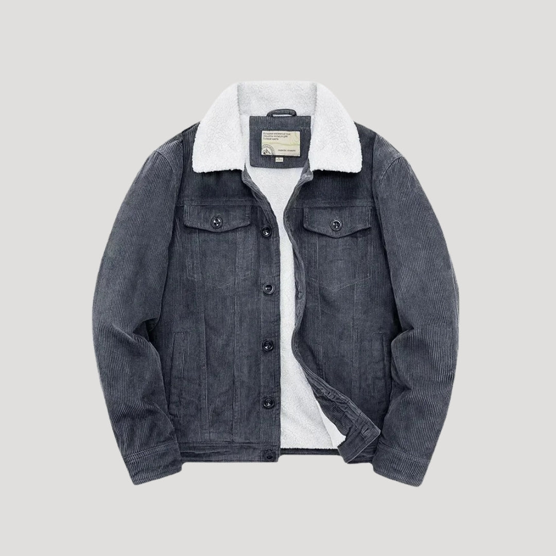 Herr jacka vinter fodrad truckerjacka shearling varm stil